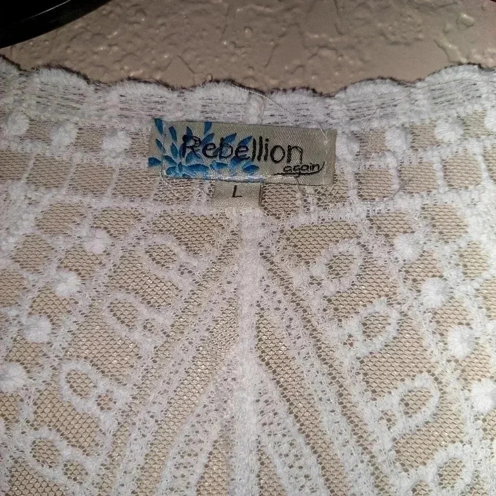 Rebellion Again Women's Boho Lace Kimono Cardigan Size L - Picture 4 of 6